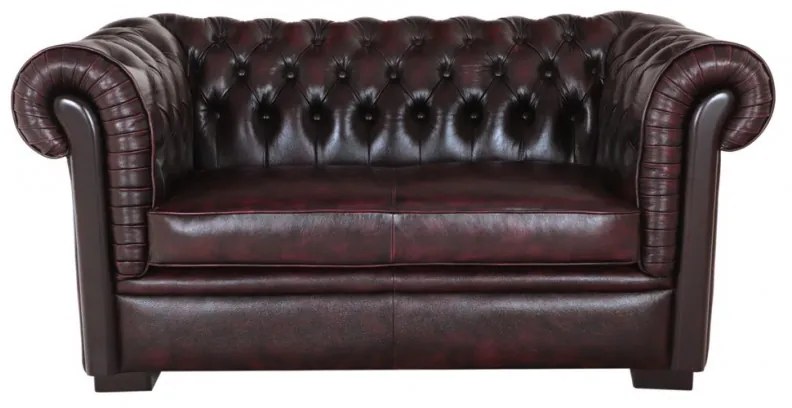 Pohovka dvojmiestna Chesterfield Tiffy z pravej hovädzej kože New Red New Red