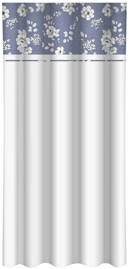 Elegantné bielo-modré závesy so vzorom kvetov Dĺžka: 250 cm