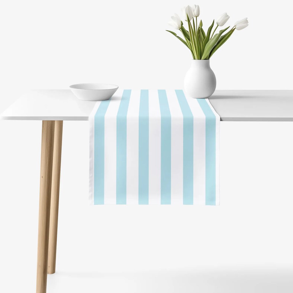 Goldea behúň na stôl 100% bavlnené plátno - modré prúžky 50x120 cm