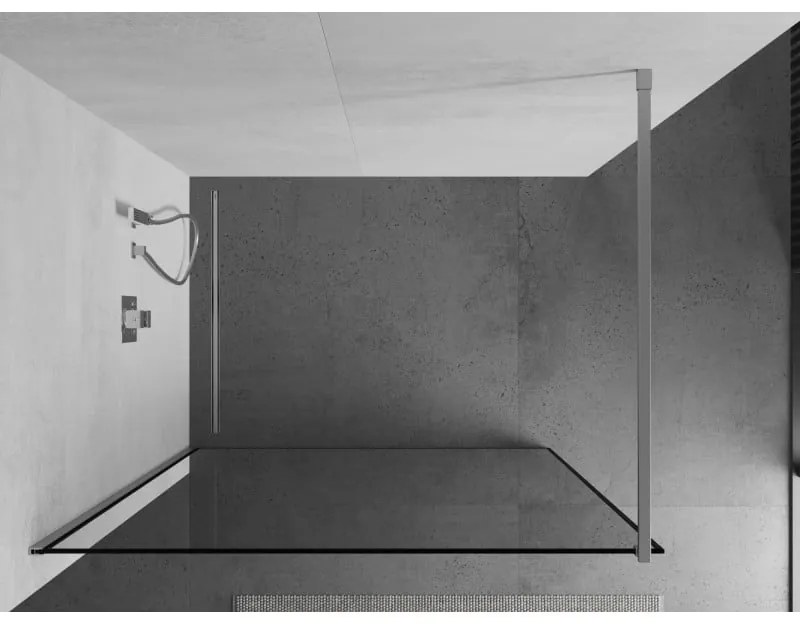 Mexen Kioto sprchová zástena 140x200 cm 8 mm, chrómový profil, sklo čierny rám, 800-140-101-01-70