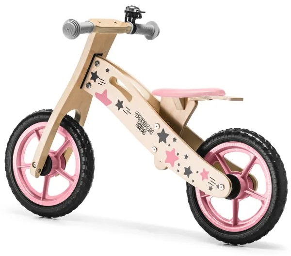 Balančný bicykel ružovej farby s úložným vreckom