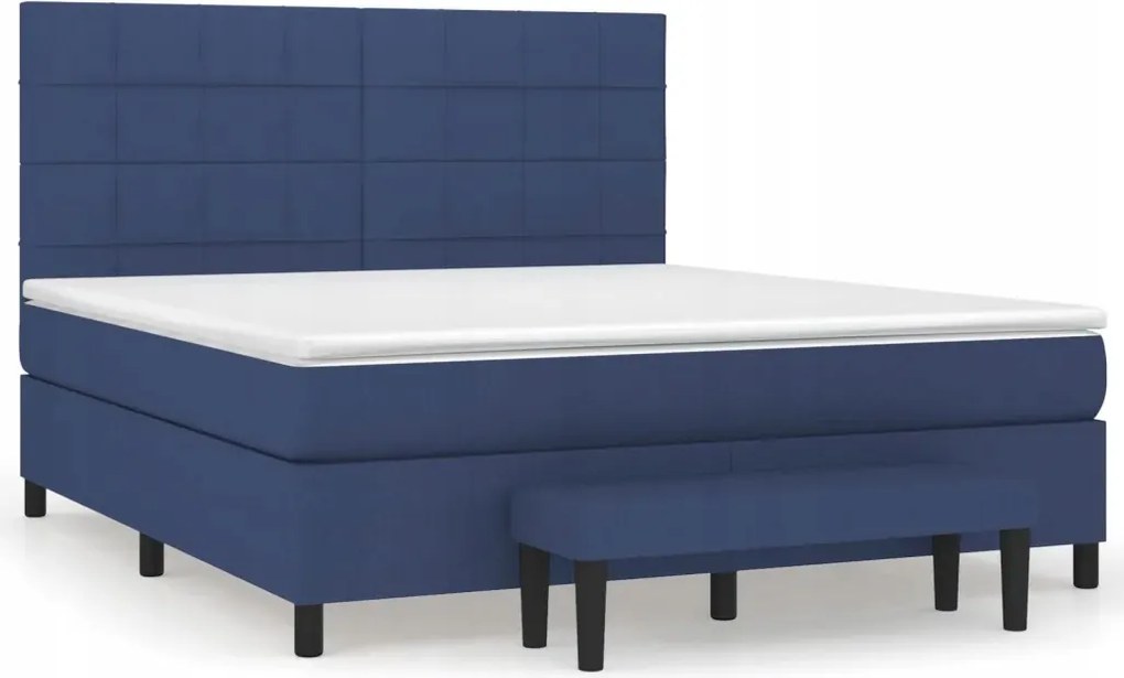 vidaXL Kontinentálna posteľ s matracom, modrá, látka, 160 x 200 cm