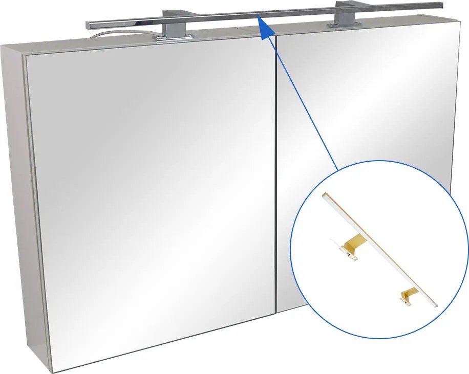 Comodo Zrkadlová skrinka Montana 100 ZS LED-G s osvetlením Any LED 80 G, zlatá