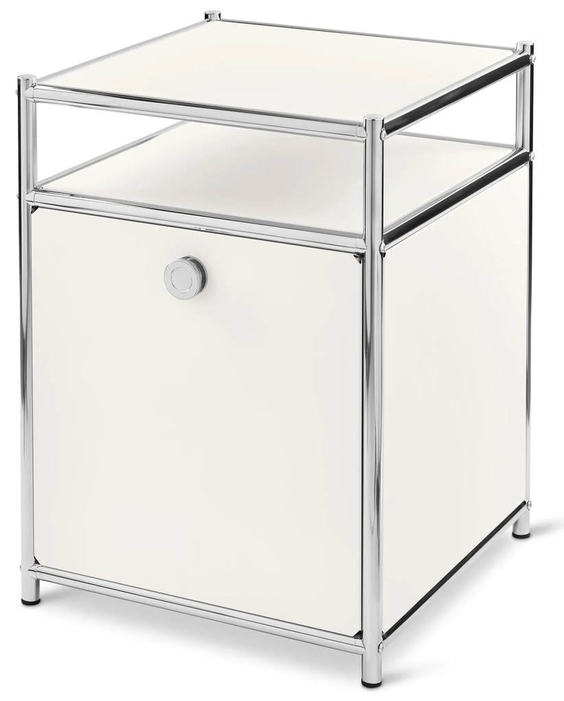 Kovový kontajner na kolieskach »CN3« s výklopnou doskou, biely