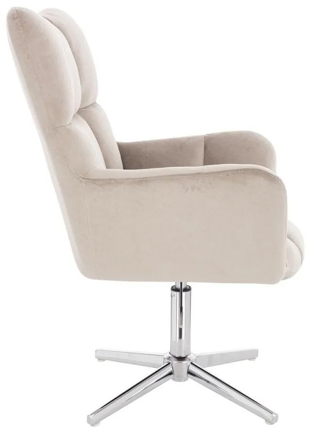 LuxuryForm DESIGN Otočné kreslo AURORA VELUR na striebornom kríži - latte