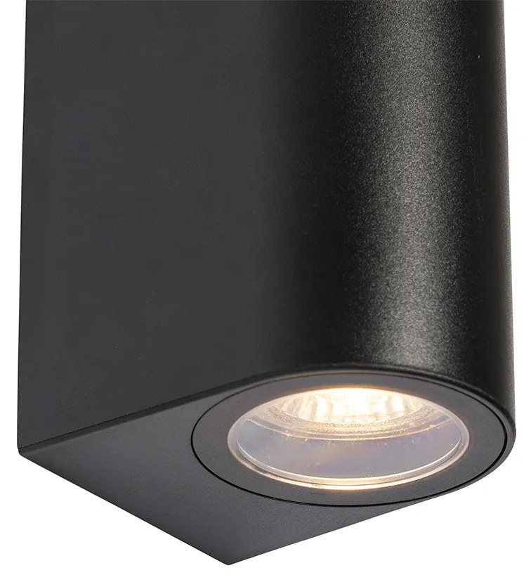 Moderná vonkajšia nástenná lampa čierna plastová oválna 2-svetlá - Baleno