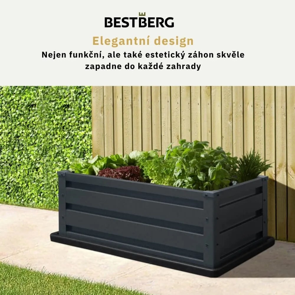 Vyvýšený záhradný záhon so základňou BestBerg VZ-P4 / 80 x 45 x 31 cm / šedá