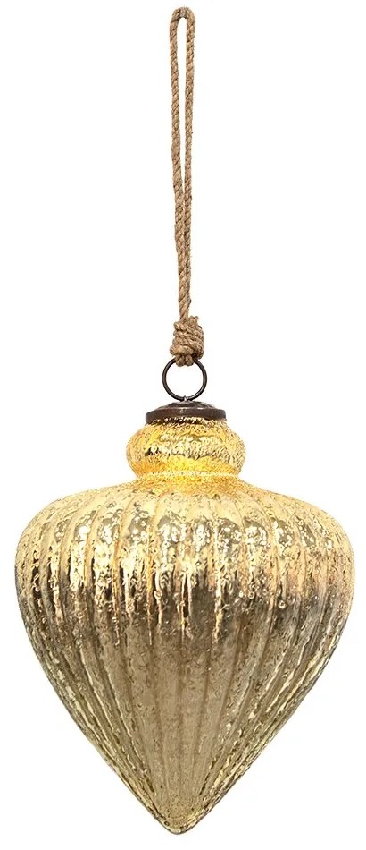 Zlatá sklenená vianočná ozdoba banka Gol - Ø 17*22 cm