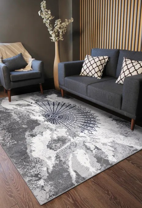 Koberec ALLURE 5715 svetlosivý / granátový