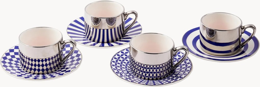 Porcelánové šálky na espresso's podšálkami Aunty, 8 ks