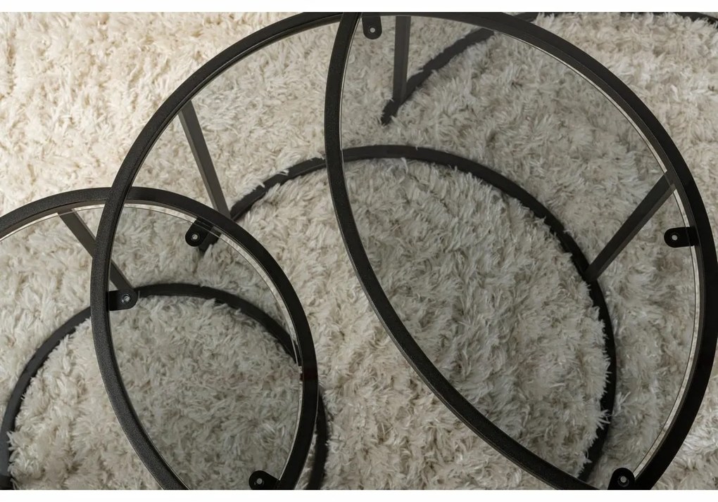 Súprava konferenčných stolíkov Aurum Black and Grey 80 cm, 3 ks