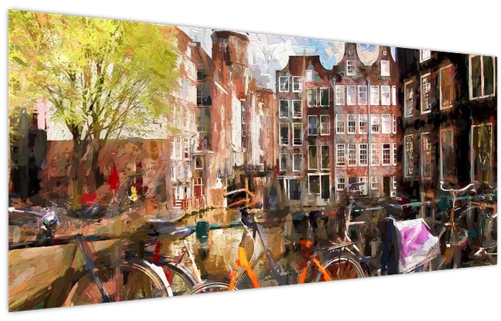 Obraz - Amsterdam, maľba (120x50 cm)