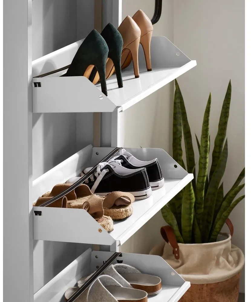 Biela kovová výklopná skrinka na topánky 50x103x15 cm Ode – Kave Home