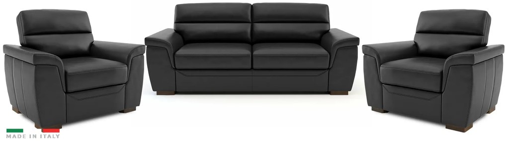 Kožená sedacia súprava ROSSO II 3+1+1, tm. šedá (grigio 311)