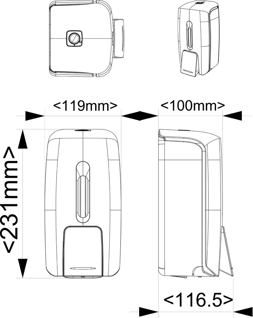 Aqualine Aqualine, OLMO dávkovač tekutého mydla 800ml, biela, 1318-47