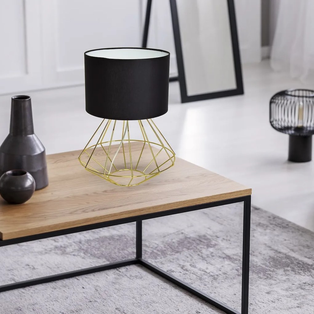 Stolná lampa Lupo, 1x čierne textilné tienidlo, g