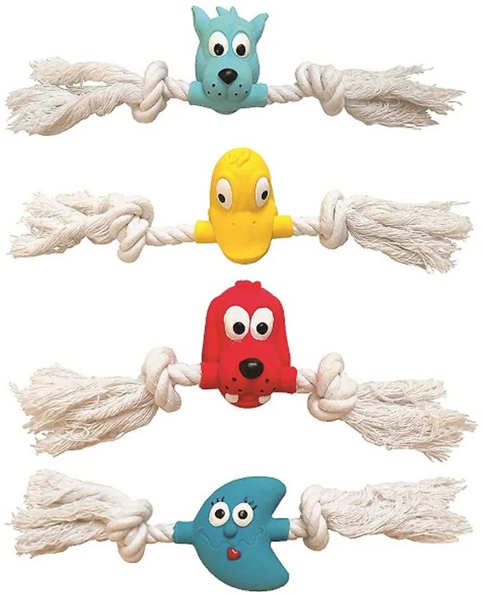 Hračka latexová hlava zvierat s lanom 20cm 487.9