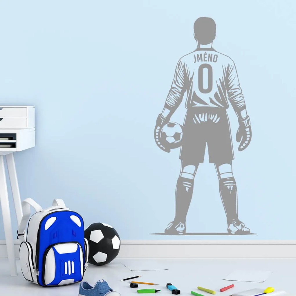 Veselá Stena Samolepka Futbalový brankár s menom Farba: černá, Veľkosť: 80 x 40 cm