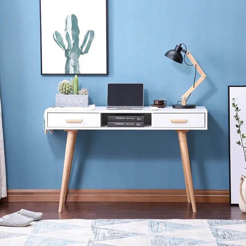 ModernHome Biely písací stôl - 2x zásuvka