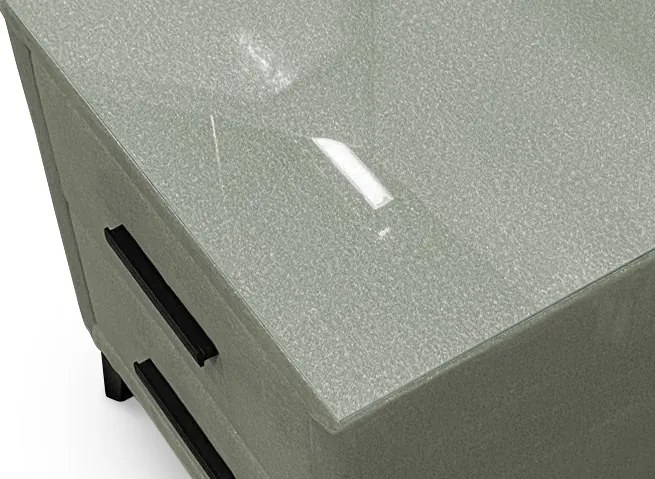 Nočný stolík s 2 zásuvkami Joy, olivovo zelená látka