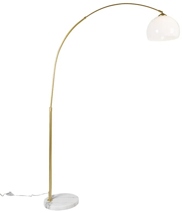 Moderná oblúková lampa z mosadze s bielym tienidlom - Arc Basic