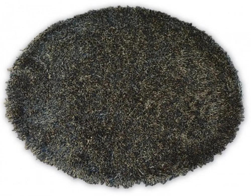 Luxusný kusový koberec Shaggy Love hnedočierny kruh 120cm