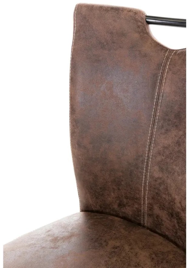 furniture-nabytek.cz - Sada 2 jídelních židlí Kenton s semišovým vzhledem, hnědá / černá