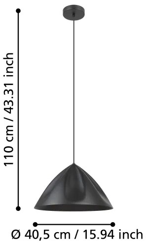 Eglo 900835 - Luster na lanku PODERE 1xE27/40W/230V čierna