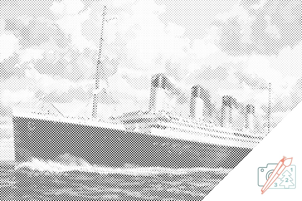 Gario Bodkovanie Titanic Rozmery: 120 x 80 cm, Rámovanie: Iba zrolované plátno, Farba bodiek: Modrá