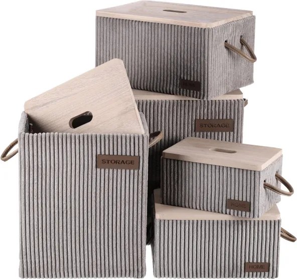 Set piatich košov na prádlo sivý DT3000 GREY (5 ks)