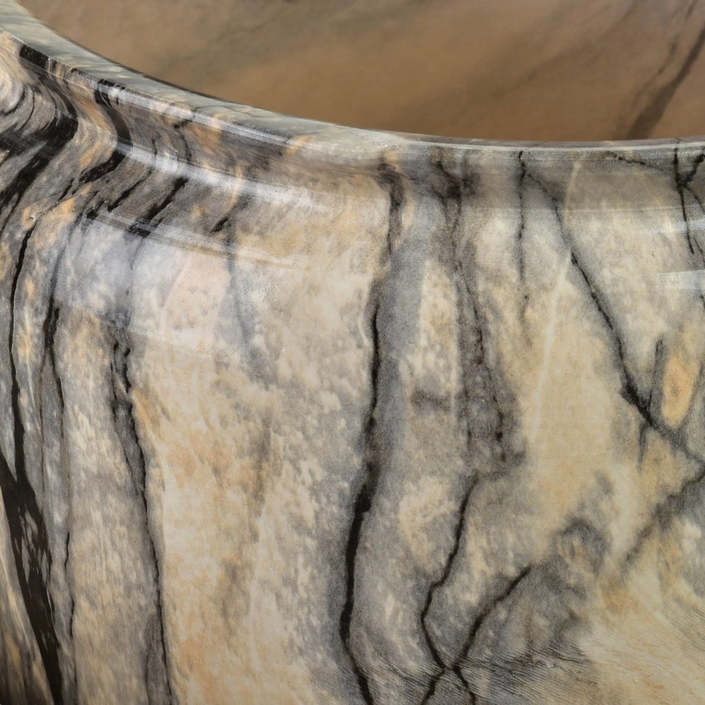 Sada 2 ks keramických květináčů NEVA MARBLE I béžová/hnědá