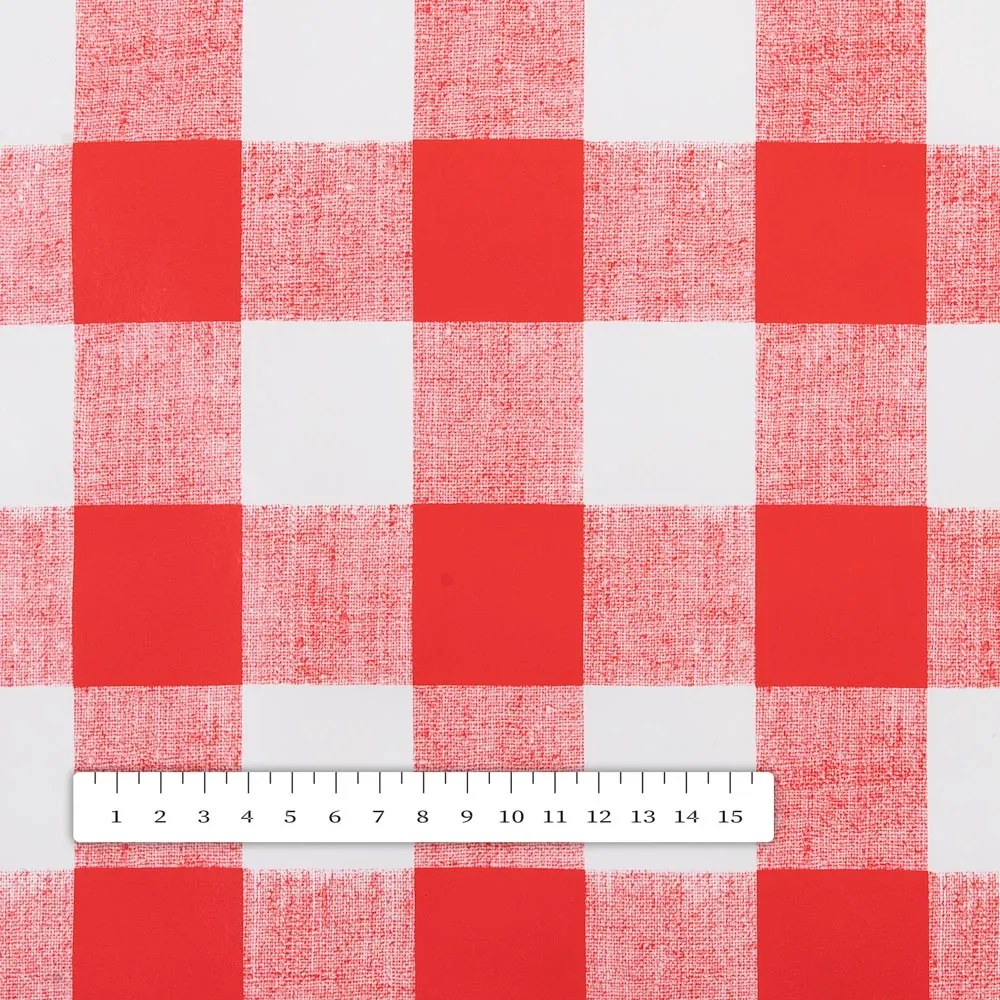 PVC obrus Červeno-biela kocka PV-021 - metráž š. 140 cm
