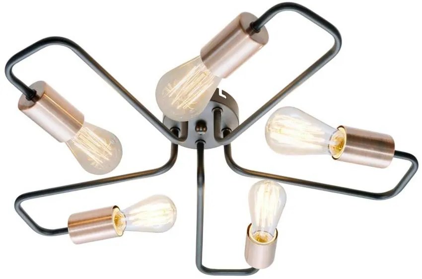 Candellux Čierne stropné svietidlo Herpe pre žierovku 5x E27 35-66930