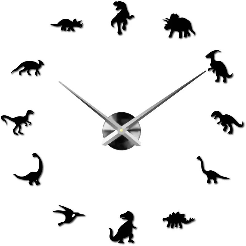 Sentop - Zrkadlové nástenné hodiny veľké  DINOSAURY i čierne SZ067 l SENTOP 12SZ067