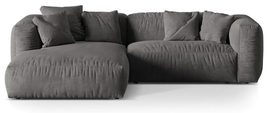 Sivá zamatová modulárna rohová pohovka (ľavý roh/s leňoškou) Martina – Micadoni