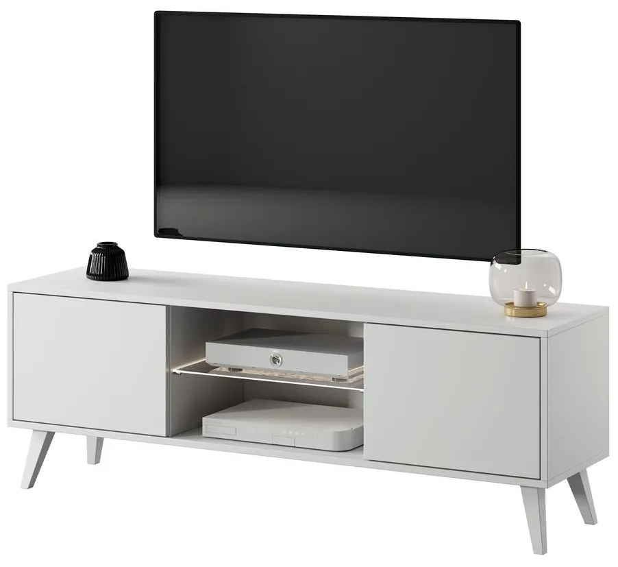 TV skrinka/stolík Savoi II (s osvetlením) (biela). Akcia -21%. Vlastná spoľahlivá doprava až k Vám domov. 1099032