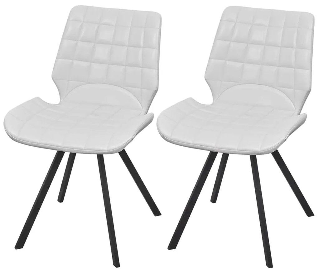 vidaXL Jedálenské stoličky 2 ks, biele, umelá koža