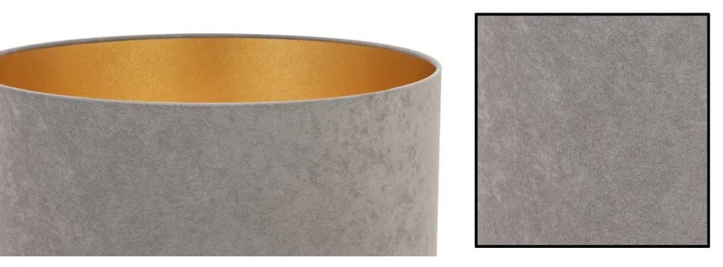 Závesné svietidlo Mediolan, 1x šedé/zlaté textilné tienidlo, (fi 44cm)