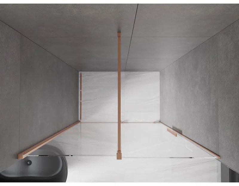 Mexen Velar, posuvné dvere do otvoru 150x200 cm, 8mm číre sklo, medená matná, 871-150-000-01-65