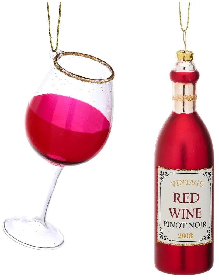 Sklenené vianočné ozdoby v súprave 2 ks Red Wine – Sass &amp; Belle
