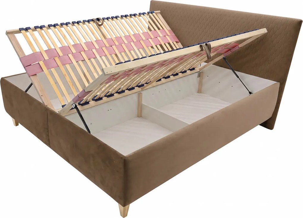 Čalúnená manželská posteľ LEONY 180x200 hnedá
