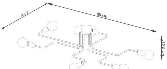 Sollux SL.1447 - Prisadený luster VECTOR 6xE27/15W/230V čierna