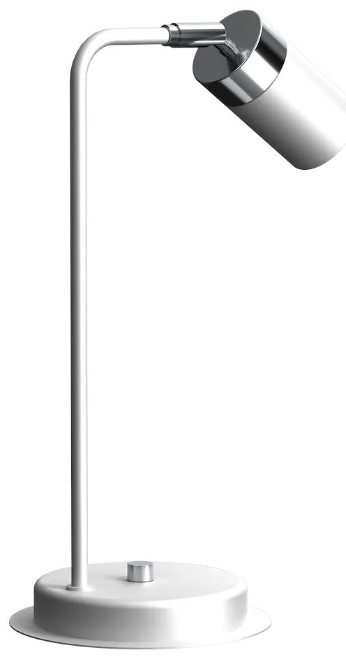 Stolná lampa Joker, 1x chrómové/biele kovové tienidlo, w
