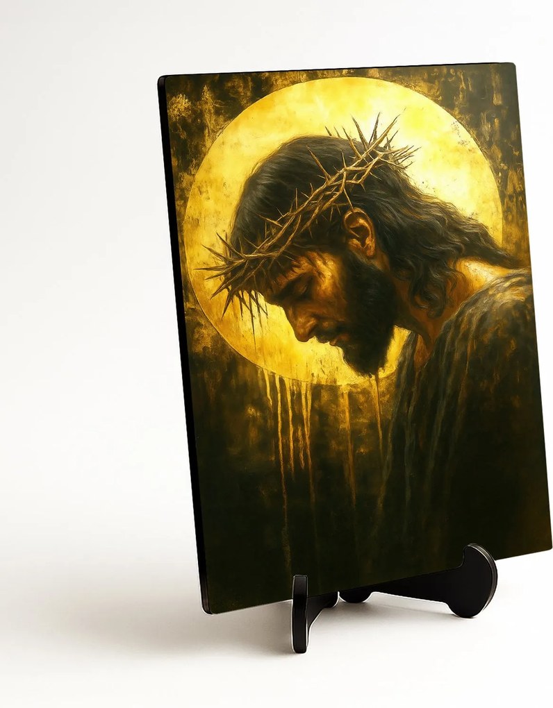 DUBLEZ | Drevený obraz - Ježiš s tŕňovou korunou