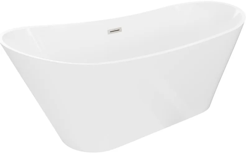 Mexen Dora, voľne stojaca vaňa 160 x 75 cm, biela, prepad brúsený nikel, 52071607500-97