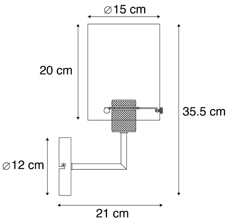 Dizajnová nástenná lampa čierna s dymovým sklom - Dome