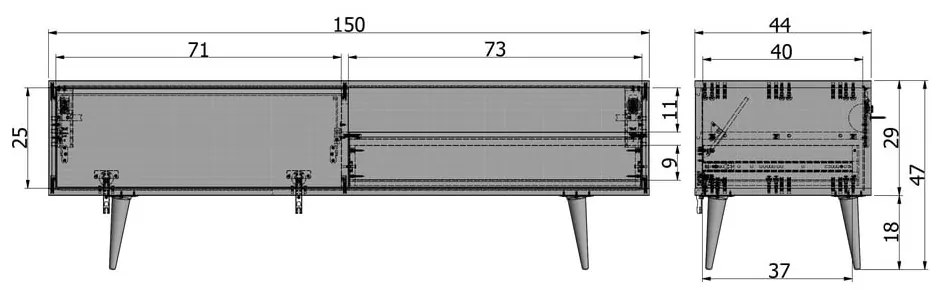 Televízny stolík z dubového dreva WOOOD Tygos