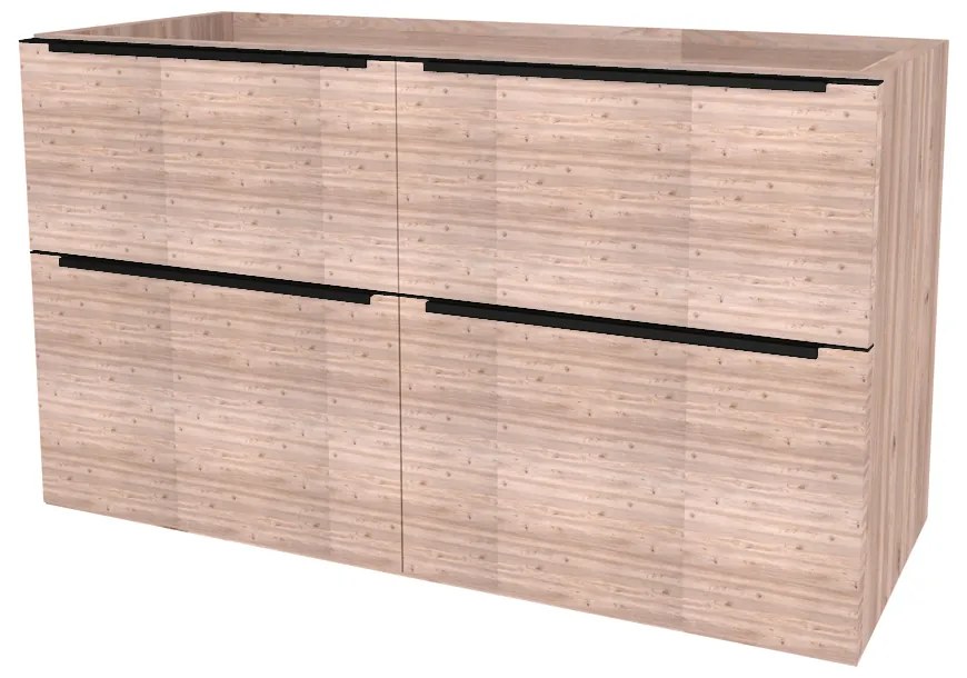 Mereo, Mereo Mailo, kúpeľňová skrinka 121 cm, čierne madlo, Multidecor, Dub Nelson, MER-CN593SBDNLS
