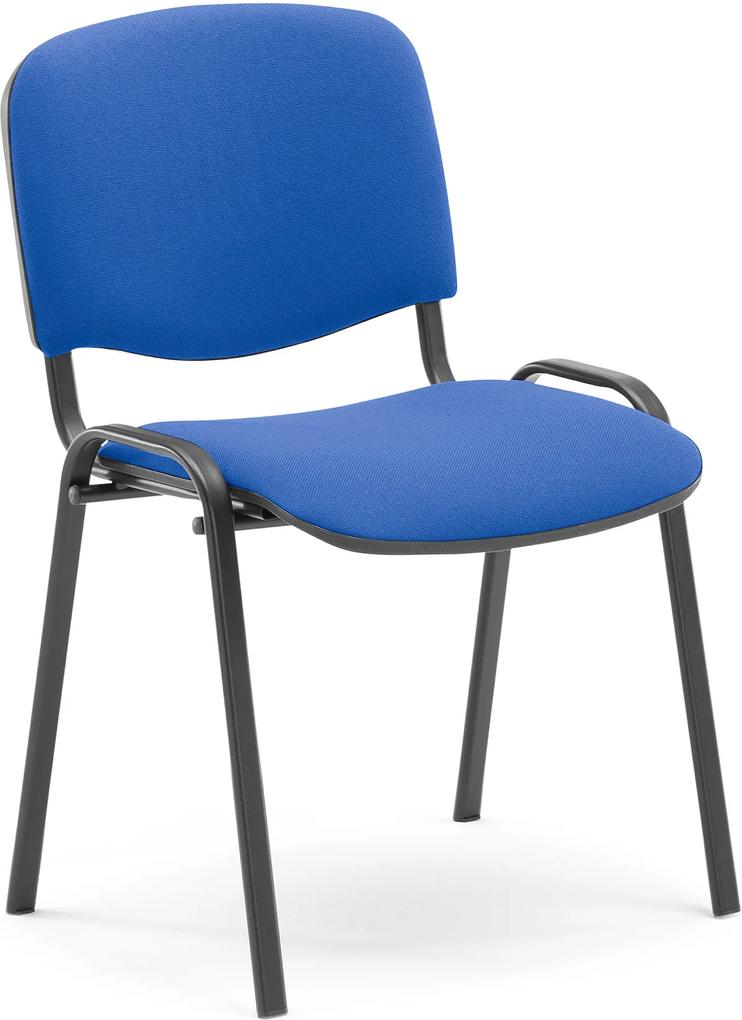 Konferenčná stolička Nelson, modrá tkanina, čierny podstavec