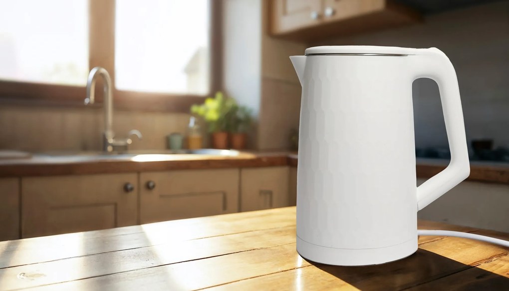 Bauerkraft Bezdrôtová cestovná rýchlovarná kanvica 1500 W 1,8 l otočná biela